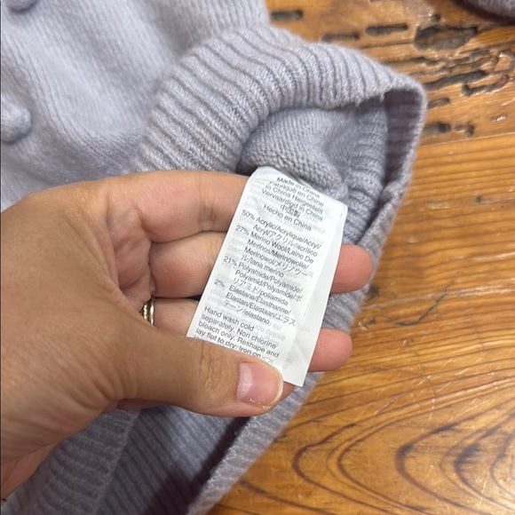 Madewell Soft Wool Blend Gray Pom-Pom Crewneck Sweater Size Small - Picture 6 of 9